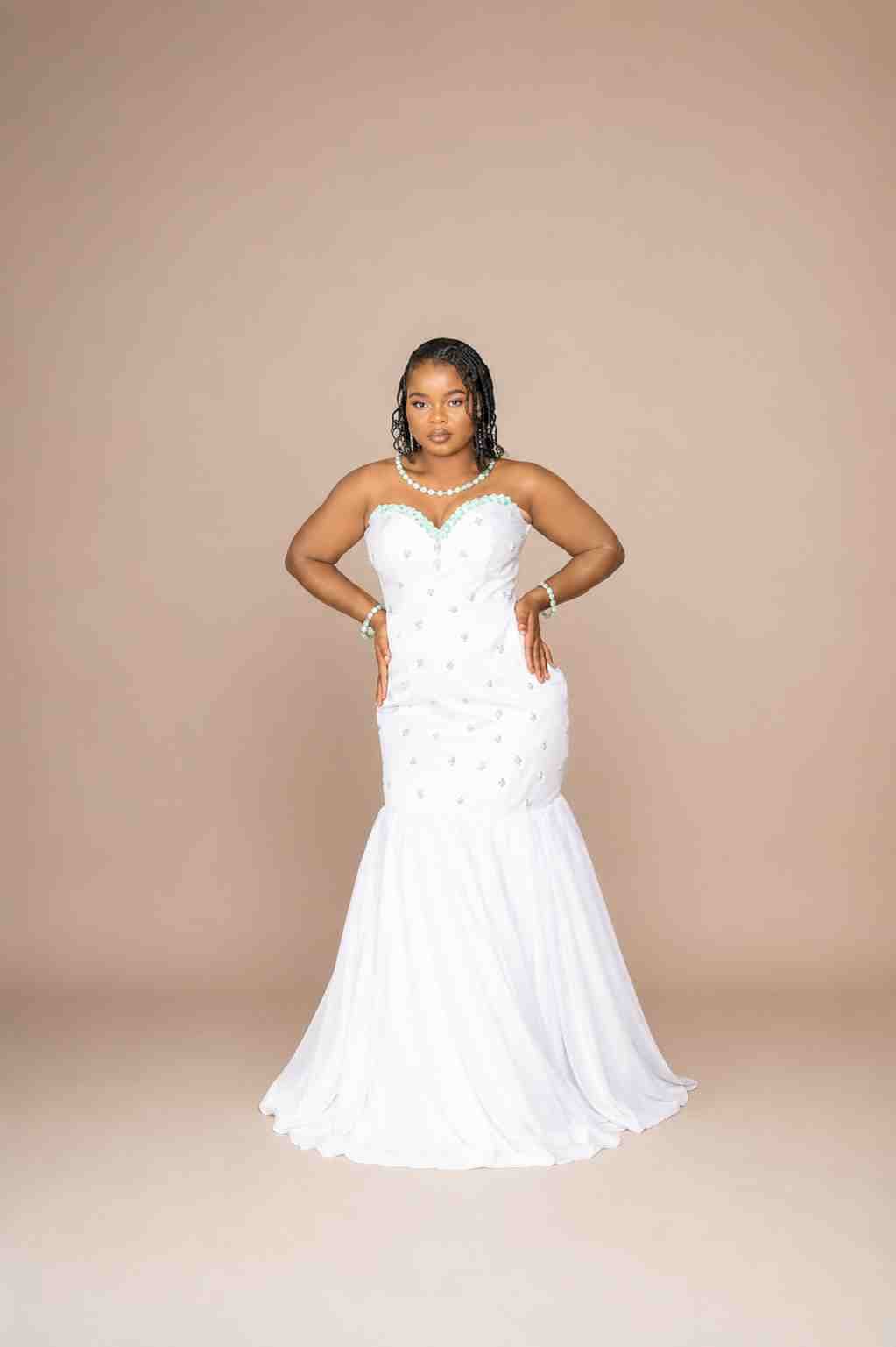 Robe sirène Blanc Perlé